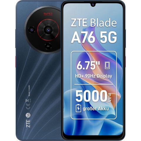 ZTE Smartphone 128 GB 17.1 cm (6.75 inch) Energielabel B (A - G) Zwart Dual-SIM