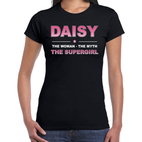 Naam cadeau t-shirt / shirt Daisy - the supergirl zwart voor dames XS -