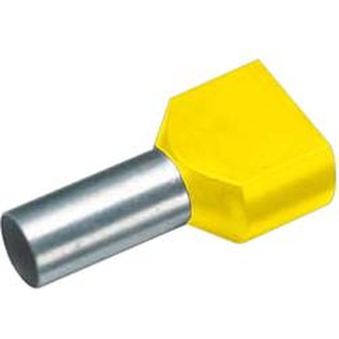 Cimco 187712 Dubbele adereindhulzen 6 mm² Deels geïsoleerd Geel 100 stuk(s)