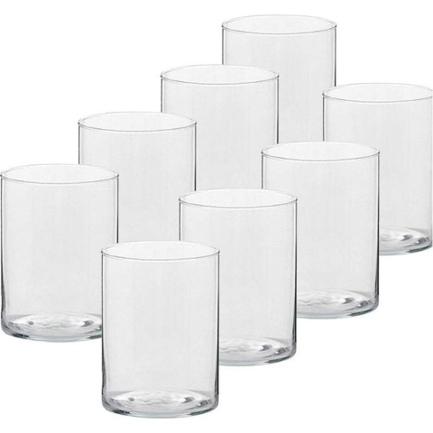 8x Hoge theelichthouders/waxinelichthouders glas 5,5 x 6,5 cm -
