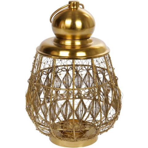 Kaarshouder/windlicht goud metaal 36 cm -