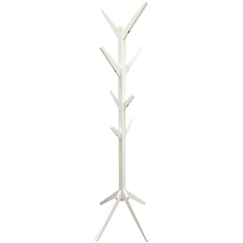 Home Deco Factory Kapstok - wit - hout - 8 haken - 178 cm - staand -