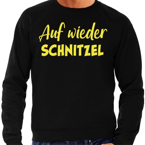 Apres ski sweater heren - Auf wieder Schnitzel - zwart - glitter geel - wintersport - skieen XL -