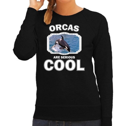 Dieren grote orka sweater zwart dames - orcas are cool trui M -