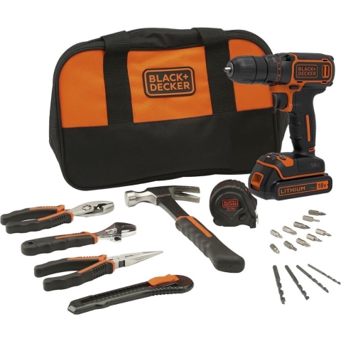 Black+Decker 18V BDCDC18HTSA - Accuboormachine - Inclusief 20-delige gereedschapset - Exclusief accu en lader