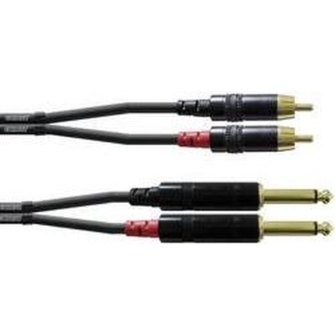 Cordial CFU3PC Audio Adapterkabel [2x Jackplug male 6,3 mm - 2x Cinch-stekker] 3.00 m Zwart