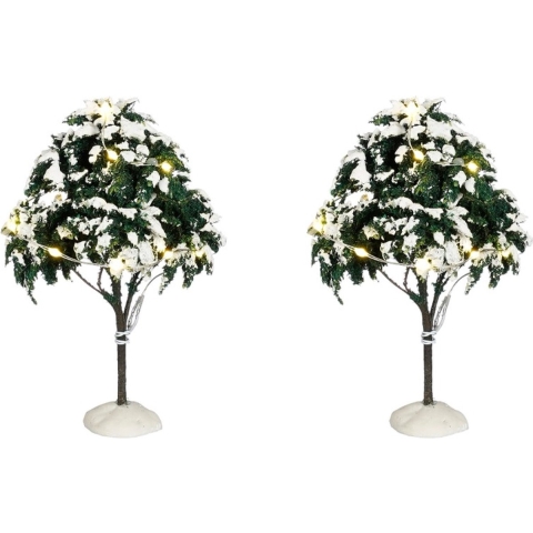 Snowy tree lighted 2 stuks battery operated h12xd9cm - Luville
