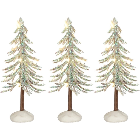 Snowy tree white lighted 3 stuks battery operated h12xd5cm - Luville