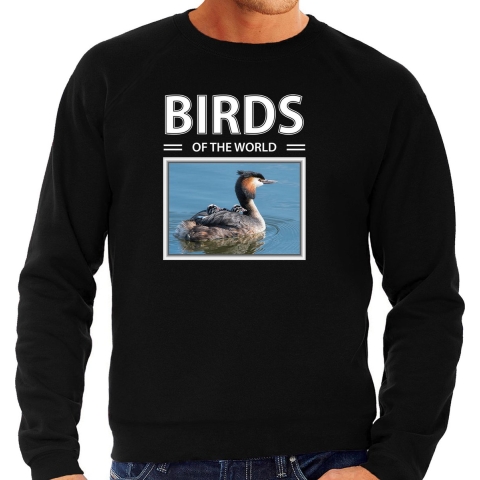 Futen vogel sweater / trui met dieren foto birds of the world zwart voor heren M -