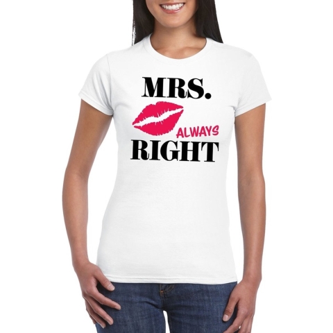 Mrs. Always Right t-shirt wit dames L -