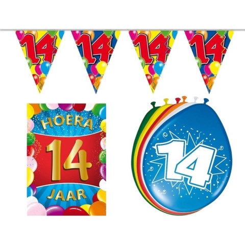 Leeftijd feestartikelen 14 jaar voordeel pakket -