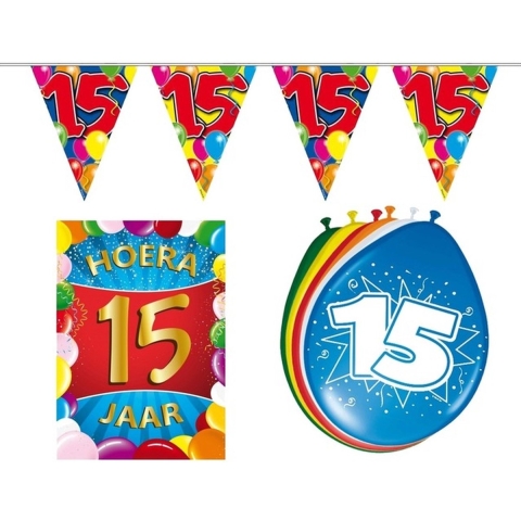 Leeftijd feestartikelen 15 jaar voordeel pakket -