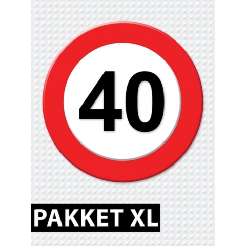 Verkeersbord 40 jaar feestartikelen pakket XL -