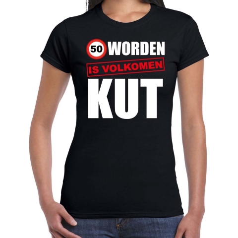 Verjaardag cadeau t-shirt 50 jaar / Sarah - vijftig worden is volkomen kut zwart voor dames M -