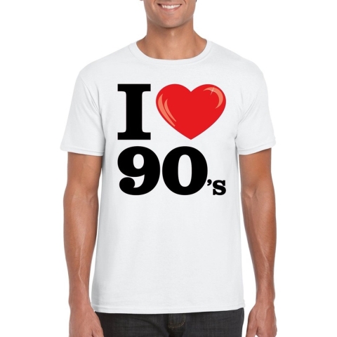 I love nineties t-shirt wit heren L -