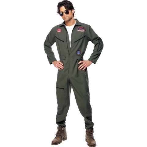 Top Gun straaljager jumpsuit - heren - piloten kostuum - polyester - Carnaval 52-54 (L) -