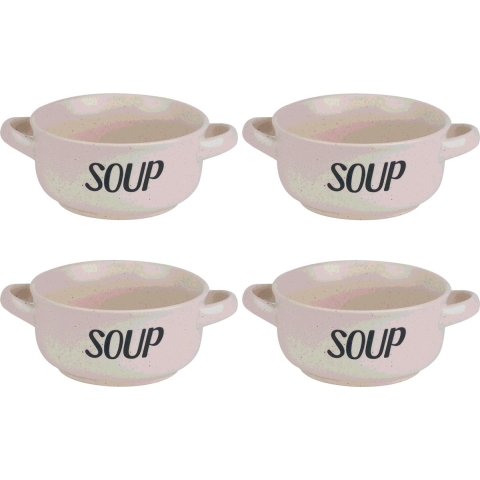 Soepkom van aardewerk - 4x - Creme wit - Dia 13,5 cm - 470 ml - Servies - Soepkommen -