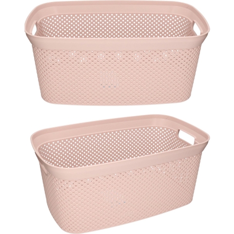 2x Roze wasmanden 35 liter 54 x 34 x 23 cm huishouden -