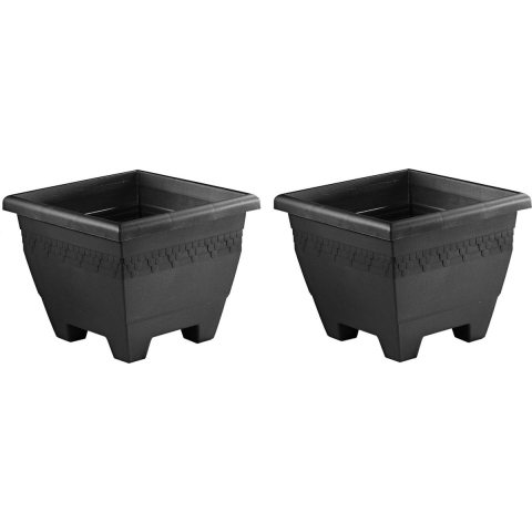 4x Antraciete plantenbakken/bloempotten 40 cm vierkant -