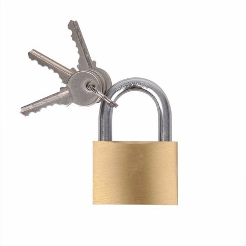 Hangsloten / koffersloten set - 3x stuks - maat 30/40/50 mm - messing - incl 3 sleutels per slot -