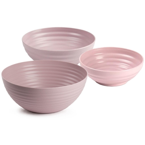 Plasticforte onbreekbaar servies schalen set - roze - kunststof - 3 formaten - 10x stuks -