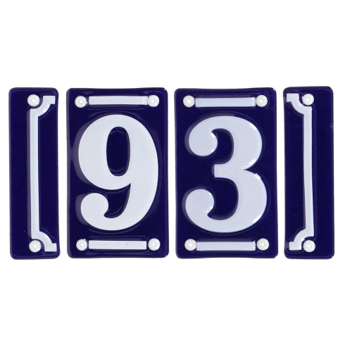 Best for Boots huisnummer 93 - met sierrand - Oudhollands - emaille - blauw/wit -