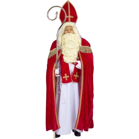 Sinterklaas verkleed kostuum - compleet met baard en snor - one size - volwassenen One size -