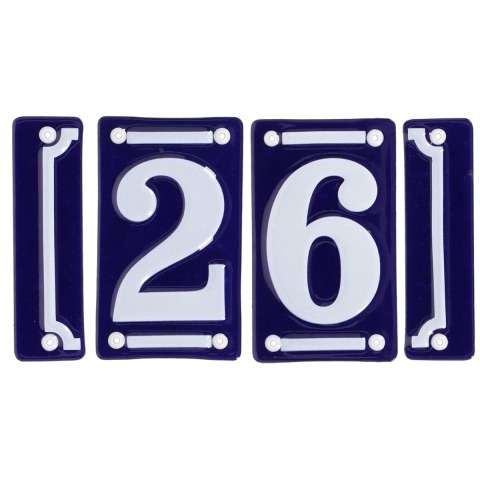 Best for Boots huisnummer 26 - met sierrand - Oudhollands - emaille - blauw/wit -