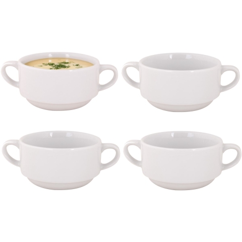 Soepkommen Essential - 8x - wit - D11 x 6 cm - porselein - schaaltjes met oren -