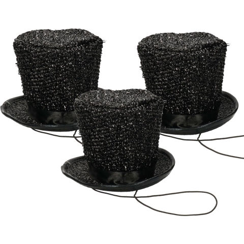 Carnaval verkleed mini hoedje voor diverse thema's - 5x - zwart - glitters - dames -