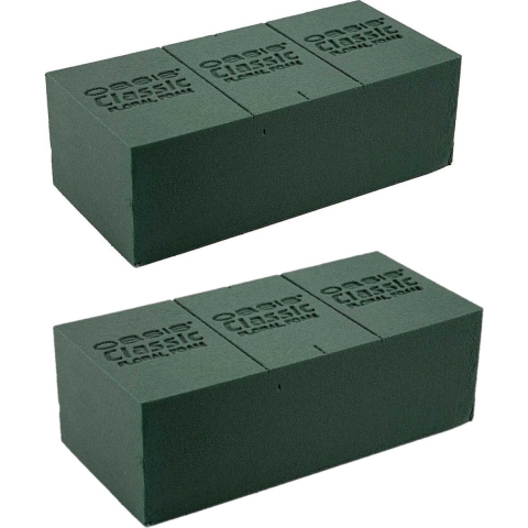 6x Blokken rechthoekig groen steekschuim/oase nat 23 x 11 x 8 cm -