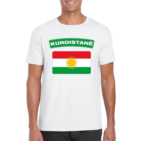 T-shirt met Koerdistaanse vlag wit heren 2XL -