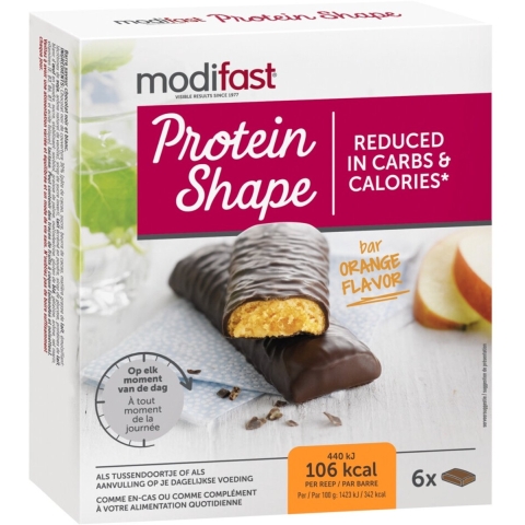 3x Modifast Protein Shape Reep Pure Chocolade&Sinaasappel 6 x 31 gr