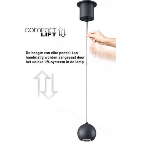 Artdelight Miami - Hanglamp - Ø 10 X 218 Cm - 10W Dimbare LED Incl. - Zwart