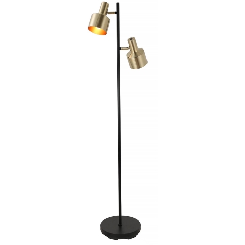 Artdelight Twinkle - Vloerlamp - Ø 28 X 150 Cm - Zwart En Mat Goud