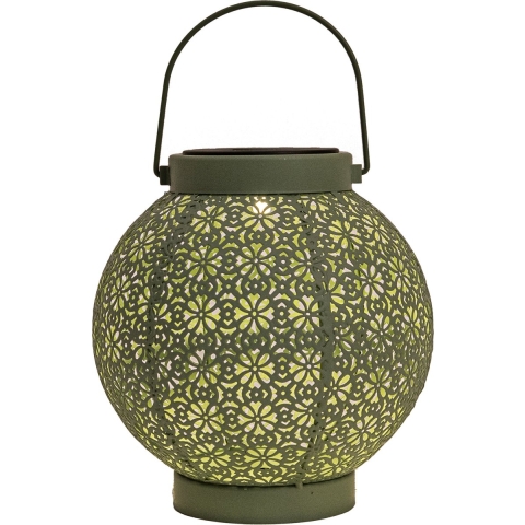 Solar lantaarn - voor buiten - D18 x H19 cm - groen - metaal - tafellamp -