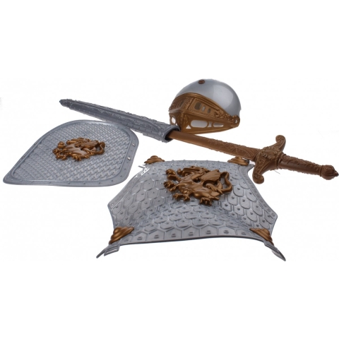 Johntoy Medieval Knights Ridderset - 5-delig - Schild Helm Zwaard Harnas - Grijs