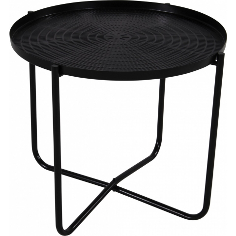 Lesli Living Bijzettafel/plantenstandaard/tafel - rond - metaal - zwart - 35 cm -