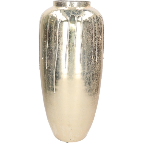 Vaas Oman Drip - goud - glas - druip effect - D24 x H53 cm - bloemenvaas -