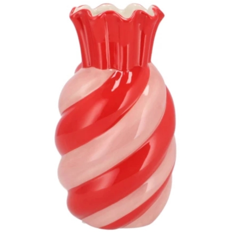 Bloemenvaas Sweety - boeket vaas - keramiek - roze/rood - 13 x 23 cm -