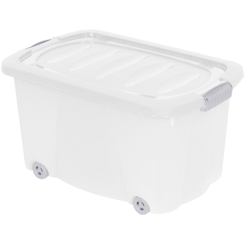 Opberg box/doos met wieltjes - kunststof - 60 x 39 x 32 cm - opruimen - organiseren -