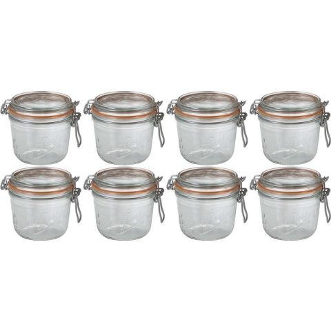 8x Weckpotten/inmaakpotten met beugelsluiting 500 ml -
