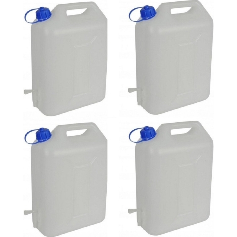 4x jerrycan voor water met kraantje - 10 liter - waterjerrycans / watertank - kunststof -