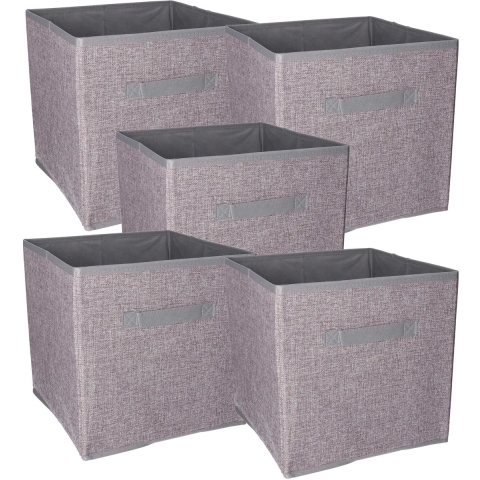 Kast opberg/opruim mand - Set van 8x stuks - grijs - 30 x 30 x 30 cm -