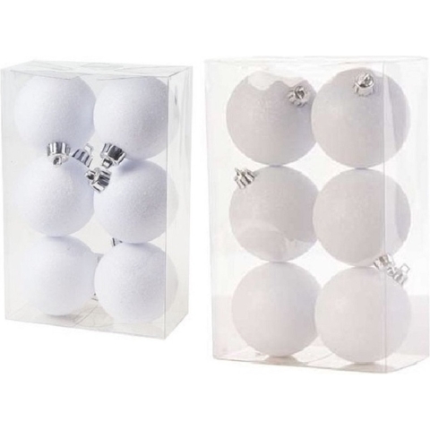 Kerstversiering set glitter kerstballen wit 6 - 8 cm - pakket van 30x stuks -