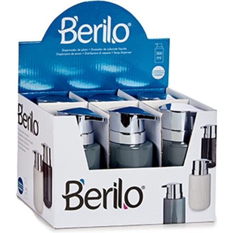 Toilet spullen set - Toiletborstel met zeeppompje - keramiek - grijs -