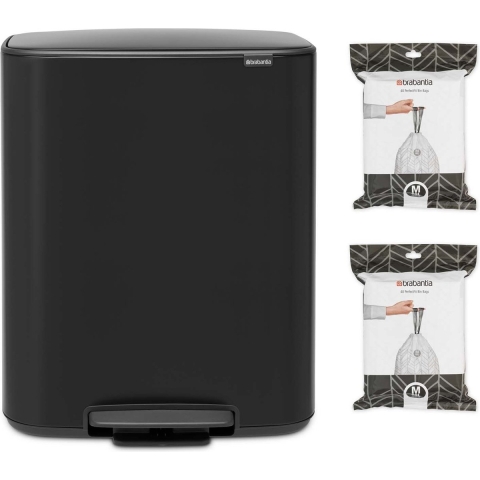 Brabantia Bo Prullenbak - 60 liter - incl. 80 Afvalzakken - Matt Black