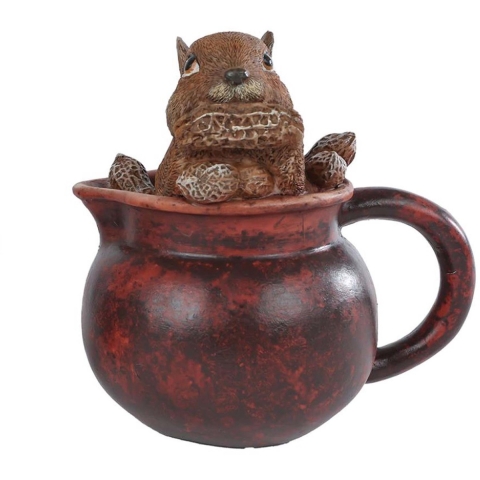 Sculptuur Eekhoorn in Pot 11.5x10.3x17 cm Assorti