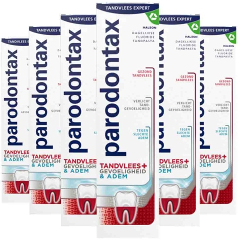 6x Parodontax Tandpasta Tandvlees+ Gevoeligheid&Adem 75 ml