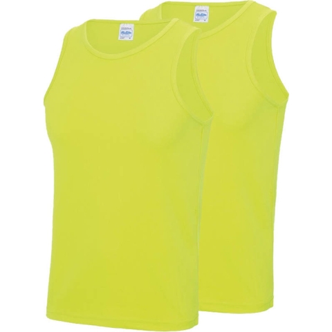 2-Pack Maat XL - Sport singlets/hemden neon geel voor heren XL -